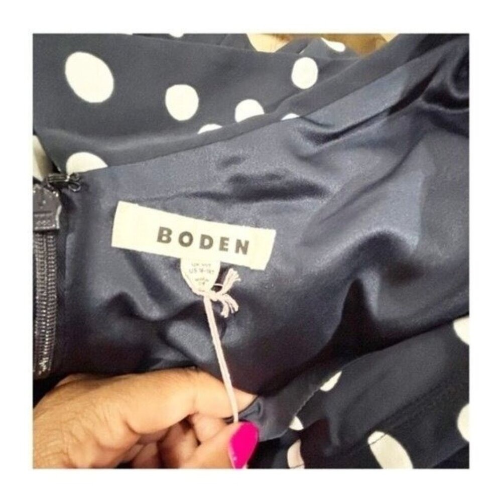Boden Clarissa Navy Polka Dot Wide Leg Jumpsuit Sleeveless Boat Neck | 16 - 18T - Picture 15 of 16